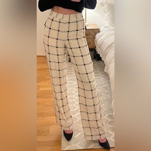 Anine Bing - Owen Checked Wide Leg Pants - Size XS